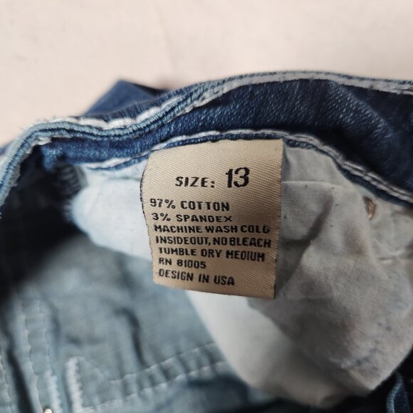 LA Idol USA Denim Shorts Juniors 13 Distressed Cutoff Raw Hem Thick Stitching - Picture 11 of 15